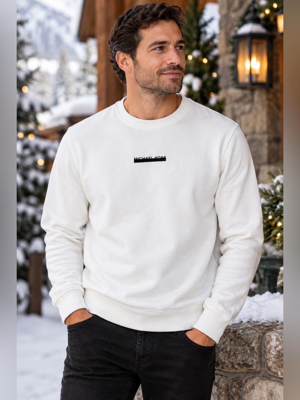 Michael Kors Men's White Crewneck Sweater